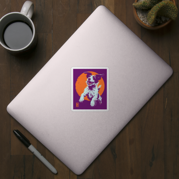 Retro Happy Dog - Ukiyo-e Jack Russell Terrier Art by TuncGK